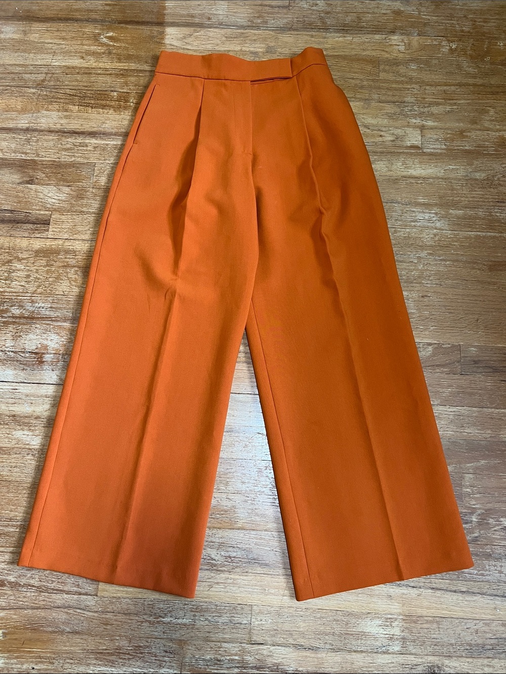 Zara High Waisted Wide Leg Trousers Orange size small